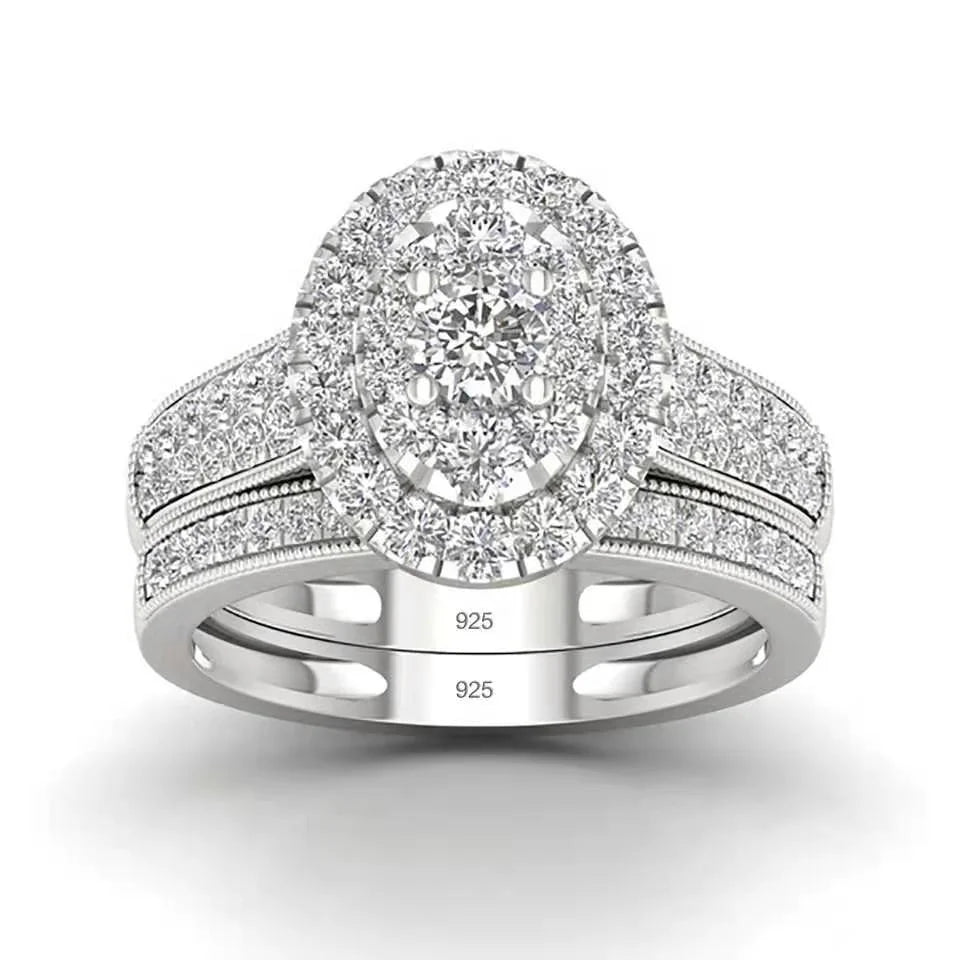 2026 Newest Women Oval Cluster Engagement Wedding Rings for Ladies Silver 925 Jewelry