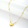 Ivanda Hot Sale Fashion Stainless Steel 18K Gold Plated Jewelry Beaded Chain Heart Pendant Necklaces for Unisex Anniversary