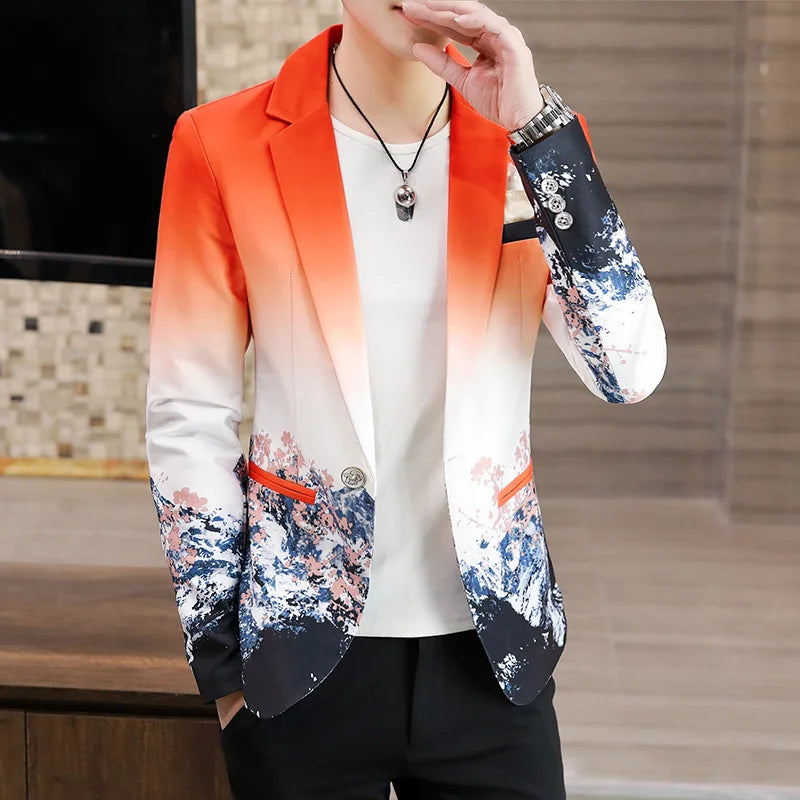 M-3XL Casual Top Nightclub Coat Single Top Non Mainstream Gradient Jacket blazer