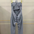 Women Long Stretchy Compression Quick Dry Flare Adjustable Scrunch Back Jumpsuit