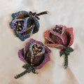 Vintage Rose Flower Women Brooch Pin Hot Pink Rhinestone Crystal Pin Jewelry