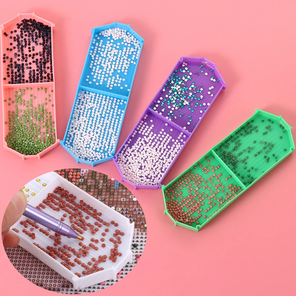 2 Big Grids Printed Plastic Large Capacity Eco-Friendly Diamond Painting Tray Organizer Holder Drill Plate DIY Embroidery Nail