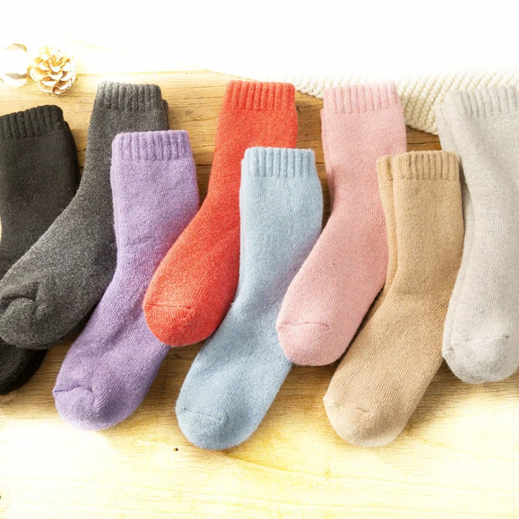 Custom Logo Cashmere Winter Wool Socks Unisex Crew Length Warm Soft Compression Socks for Women