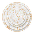 White Wedding Round Crockery Plate Gold Ceramic Dinning Plate Set Dinner Plates with Gold Rim