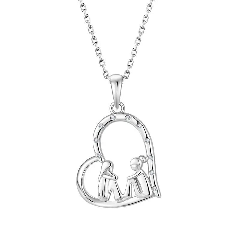 New Fashion Wholesale 925 Silver Heart Pendant Necklace Jewelry for Friend My Sister Forever Love Silver Plated Necklace
