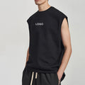 K220105 OEM T Shirt Wholesale Custom Logo 100% Cotton Vest Men Gym Fashion Sleeveless Hooded Men T-Shirts Loose Fitness Vest