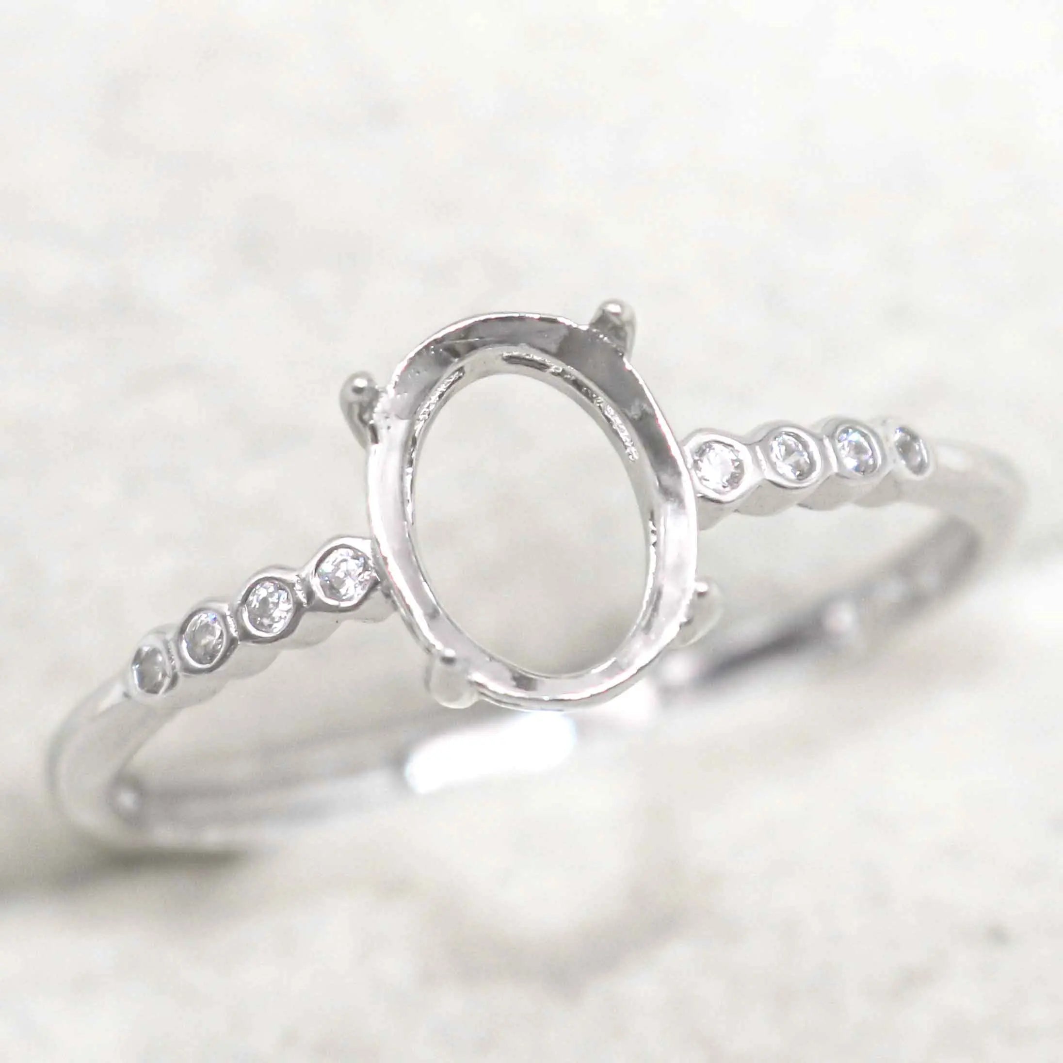 Sterling Silver 4*6/5*7/6*8/7*9/8*10/9*11/10*12mm Semi Mount Ring Frame Empty Blank S925 Base Without Center Stone for DIY Inlay