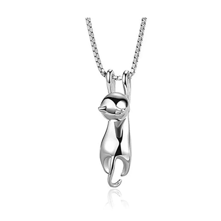 SC Hot Cute Cartoon Kitty Silver Plated Necklace Simplicity Clavicle Chain Women Necklace Glaze Frosted Cats Pendant Necklace