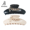 French Style Boutique Accessories Pea Pod Women Hair Claw Cellulose Acetate Claw Clips with Gold Pearl Rhinestone
