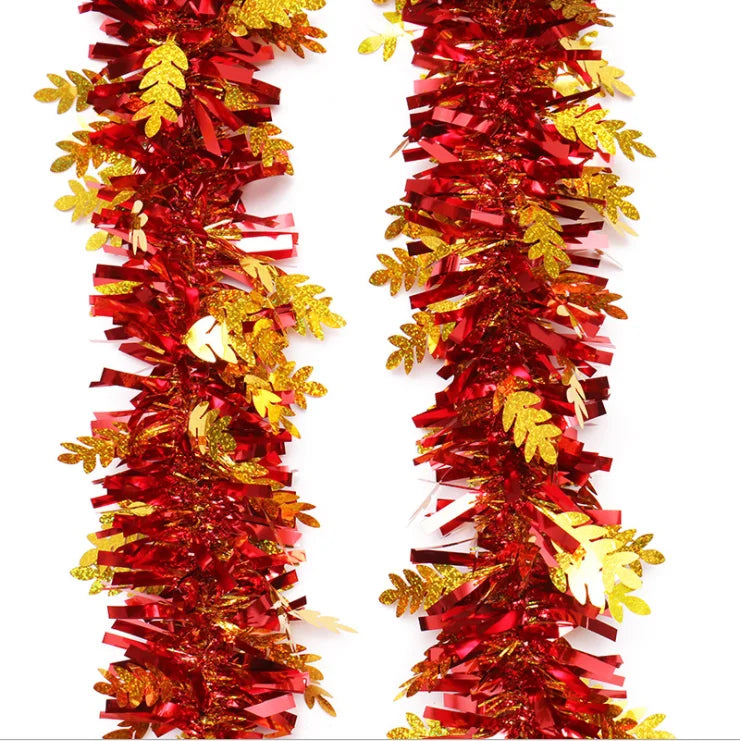 2m Christmas Tinsel Garland Promotion Maple Leaf Decoration