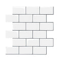 Stick on White with Dark Gray Grout Subway Tiles 3D Backsplash Self-adhesive Mosaic Decoration for Interior Walls