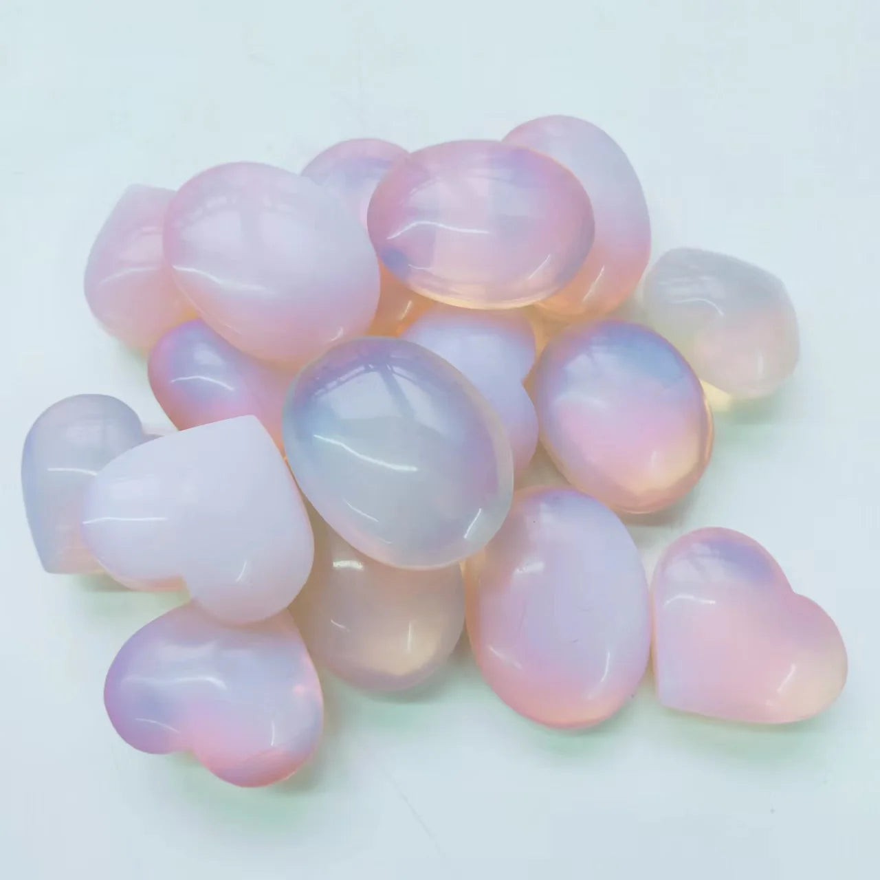 Wholesale Bulk Crystals Handmade Polished Healing Gemstone pink Opal Palm Stones