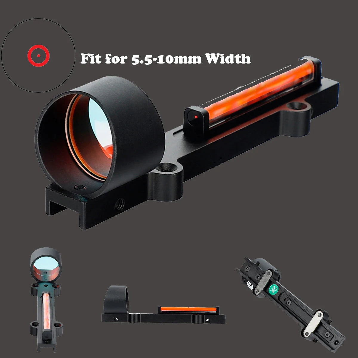 Ohhunt OEM 1x28 Fiber Sight Red Circle Dot Reticle Tactical Optical Fiber Red Dot Sight for 5.5-10mm Width