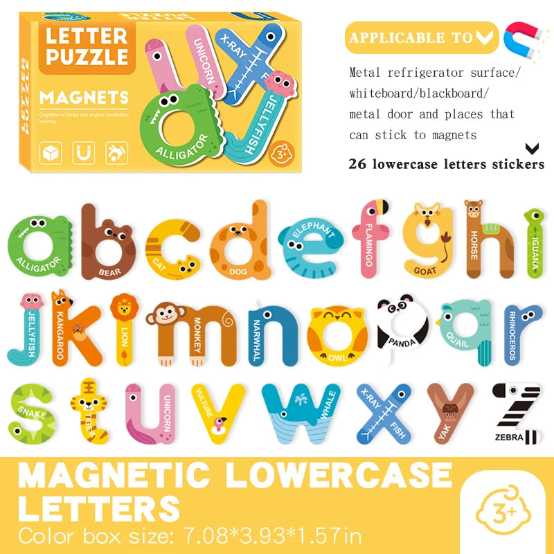 2025 New Design ABC Magnets Refrigerator Whiteboard Fridge Magnetic Lowercase Letters for Kids