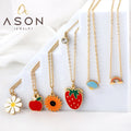 Ason Jewelry Hot Sale Stainless Steel Charm Necklace Simple Style Fashion 18k Gold Plated Pendant Necklace