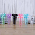 Custom Double Wall 16oz Acrylic Plastic Mouse Cups Tumbler Drinking Water Bottle with Lid and Straw Reusable in Bulk