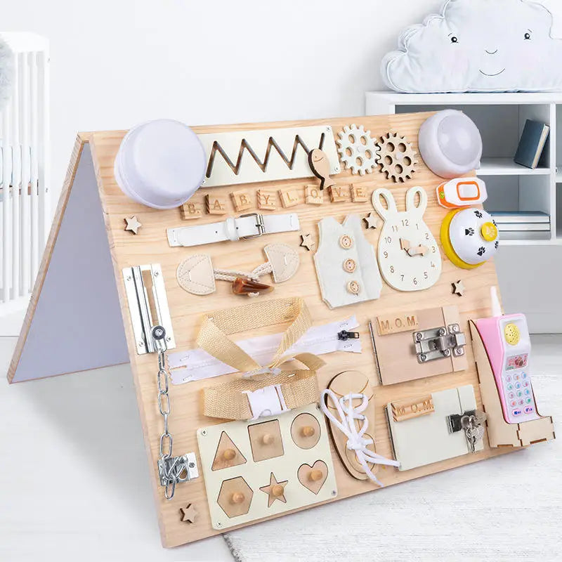 Preschool Montessori Children Wooden Drawing Busy Board Game Educational Activity Playing Sensory Gift Toys for Boys Girls MegaBDM