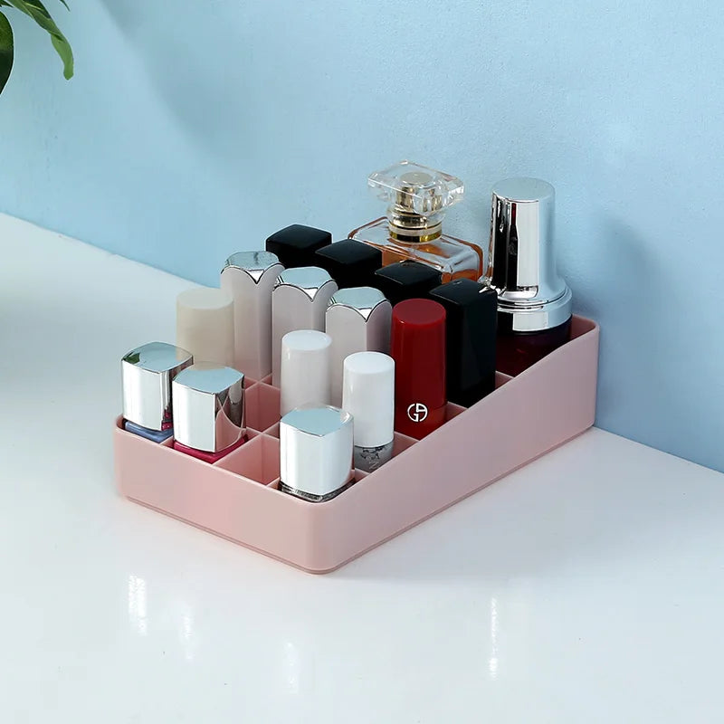 Haogle Wholesale Plastic PP Makeup Organizer Display Case Desktop Cosmetic Storage Box with Divide Desktop Lipstick Storage Box