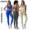 PASUXI Wholesale Custom Women's Gym Clothes Fitness Girls Gym Workout Sleeveless Yoga Jumpsuit One Piece Bodysuit for Women