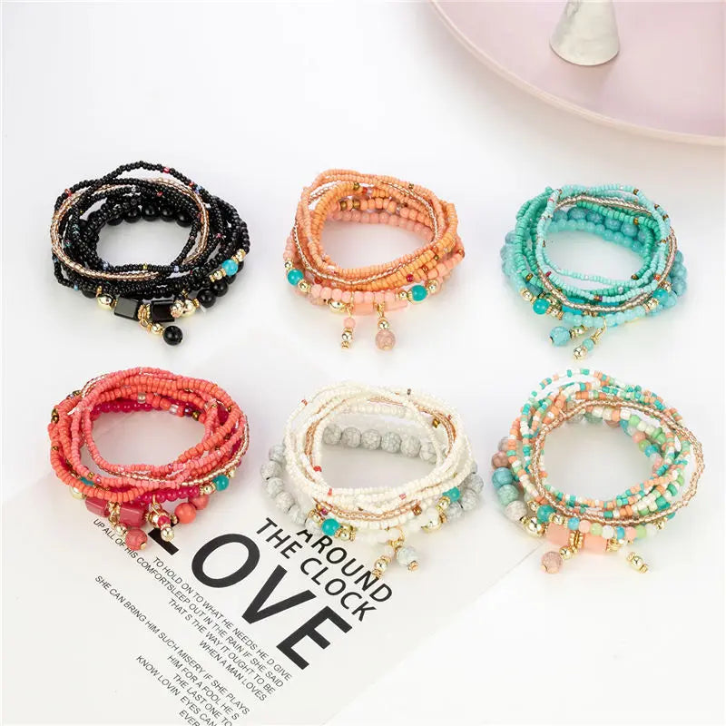 Multi-layer Creative Bracelet Ready to Ship Rice Bead Bracelet Miyuki Gemstone Wholesale Healing White Pine Bracelet