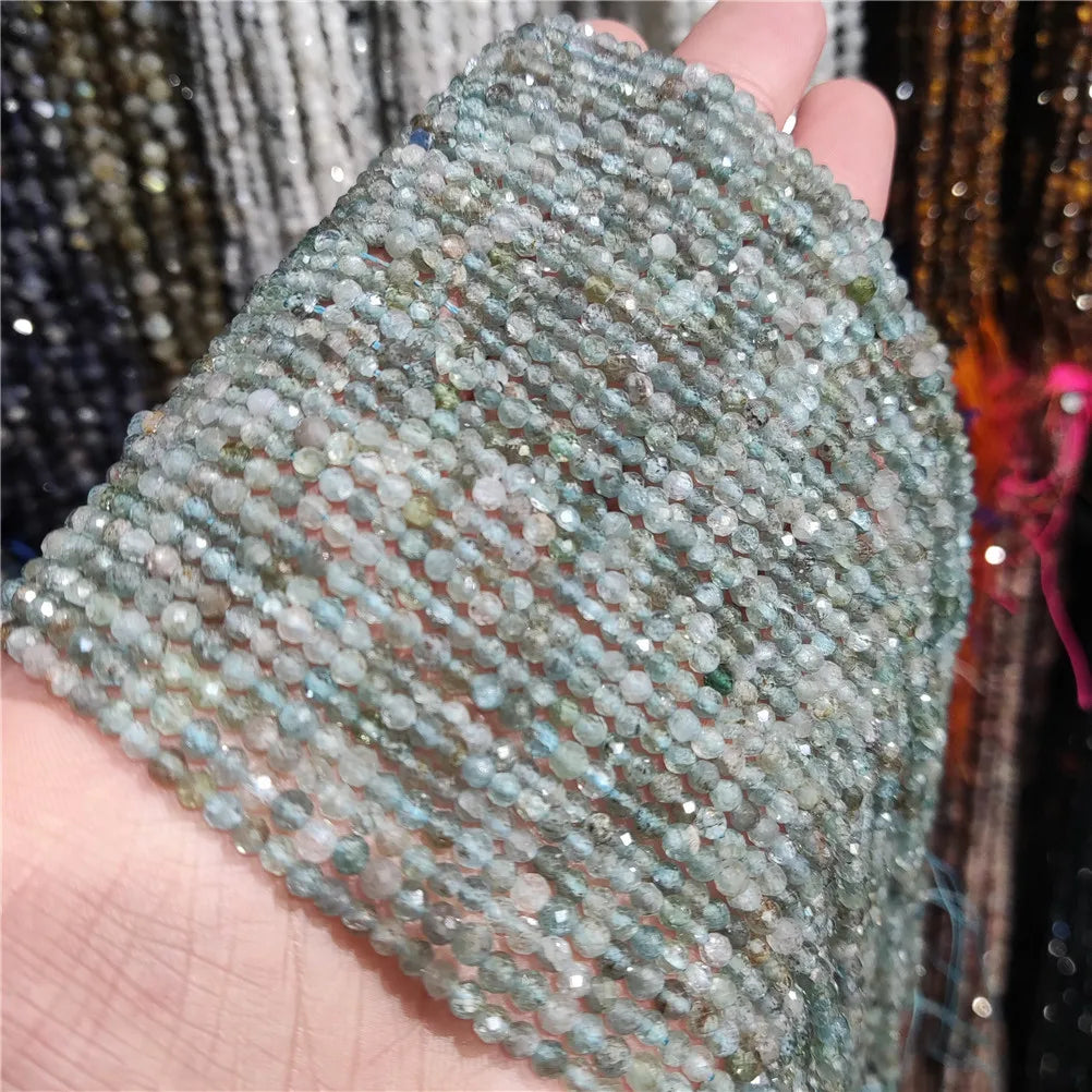 2mm 3mm 4mm Apatite Stone Loose Beads Faceted Genuine Real Natural Stone Cutting Loose Gemstone Beads for Jewelry Making
