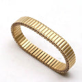 316L Stainless Steel 18K Gold Plated Elastic Stretchy Claw Chain Bracelet Waterproof Non-Tarnish Jewelry for Men Women