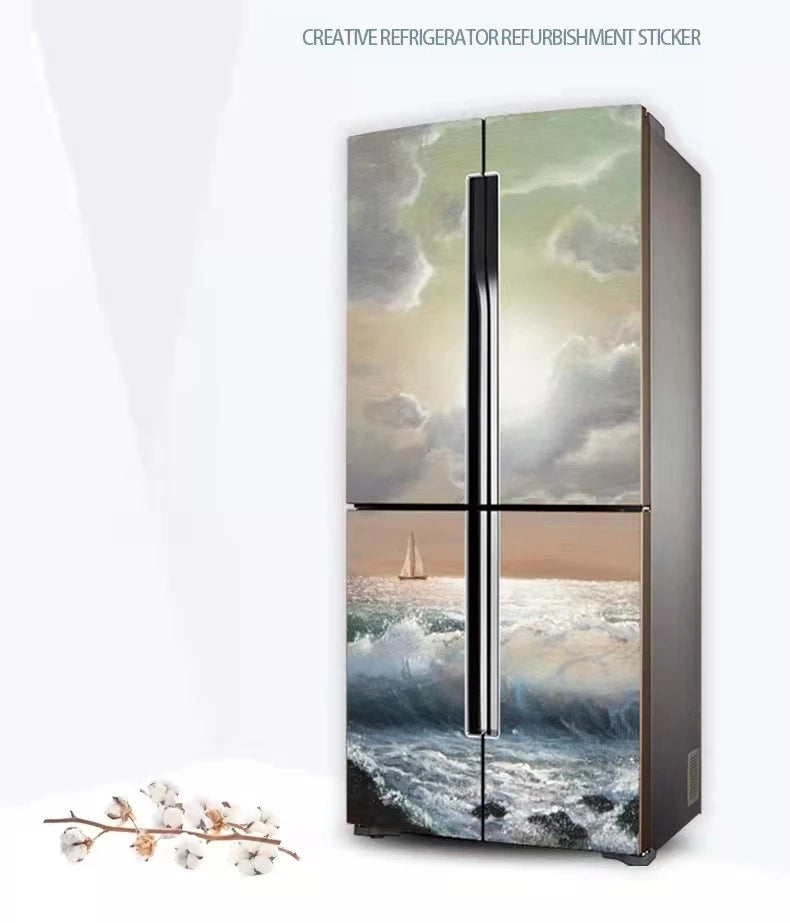 PVC Self Adhesive Fridge Sticker DIY Creative Refrigerator Refurbishment Stickers Kitchen Wall Decor Waterproof Removable Decal