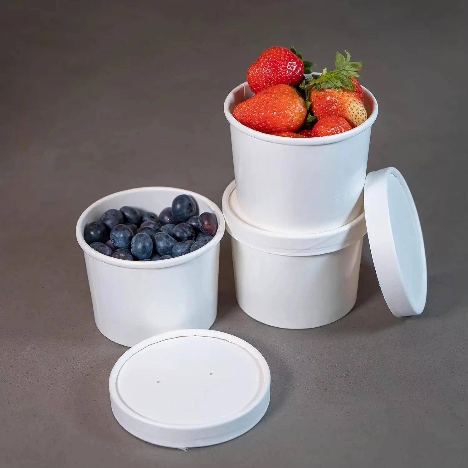 Wholesale White Paper Bowl Round Disposable 32oz Paper Bowl With Vented Paper Lids To Go Hot Soup Bowls