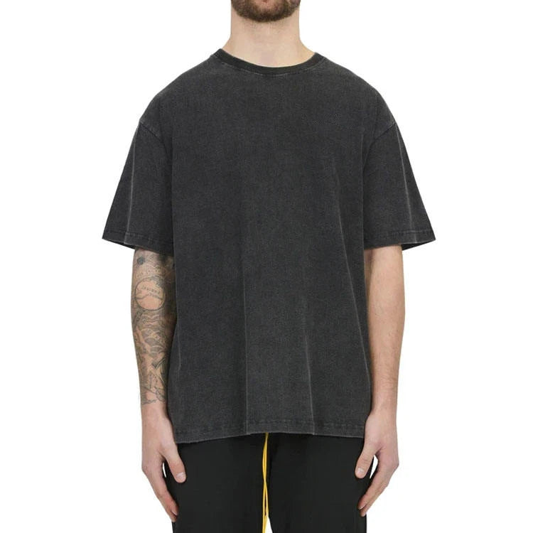 Men 100% Cotton Custom DTG Print T-shirt Oversize Drop Shoulder Acid Wash T-shirt