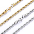 18k Gold Plated Singapore Rope Chain 2mm 3mm 4mm 5mm Stainless Steel Silver Twist Link Chain Necklace for Men Women Jewellery