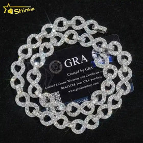 Factory Price Pass Diamond Tester Iced Out Hip Hop Cuban Chain Custom 925 Sterling Silver Mossanite Cuban Link Chain