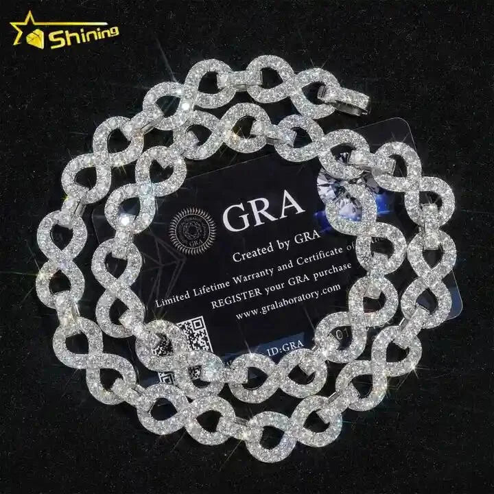 Factory Price Pass Diamond Tester Iced Out Hip Hop Cuban Chain Custom 925 Sterling Silver Mossanite Cuban Link Chain