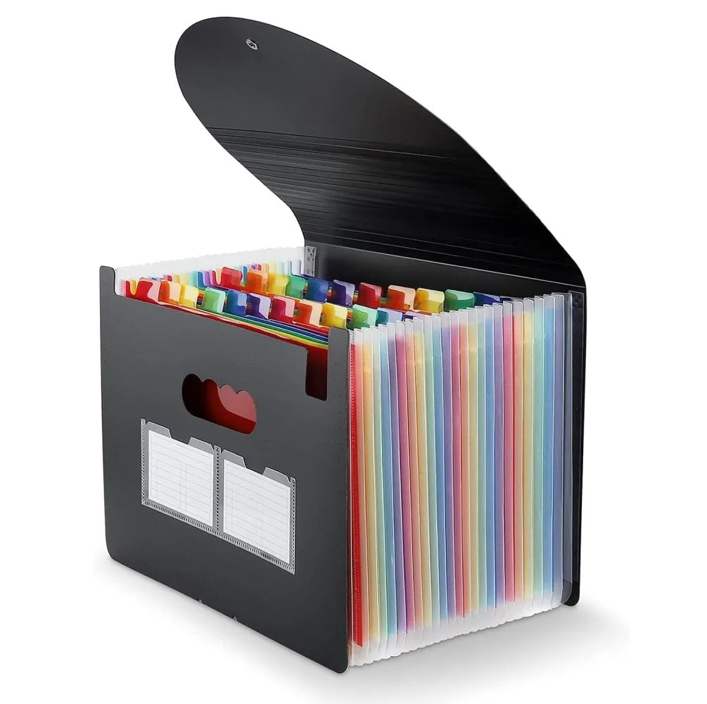 25 Pockets Expanding File Folders with Color LabelsPortable Storage Monthly Bill Receipt Vertical Document Organizer Desktop