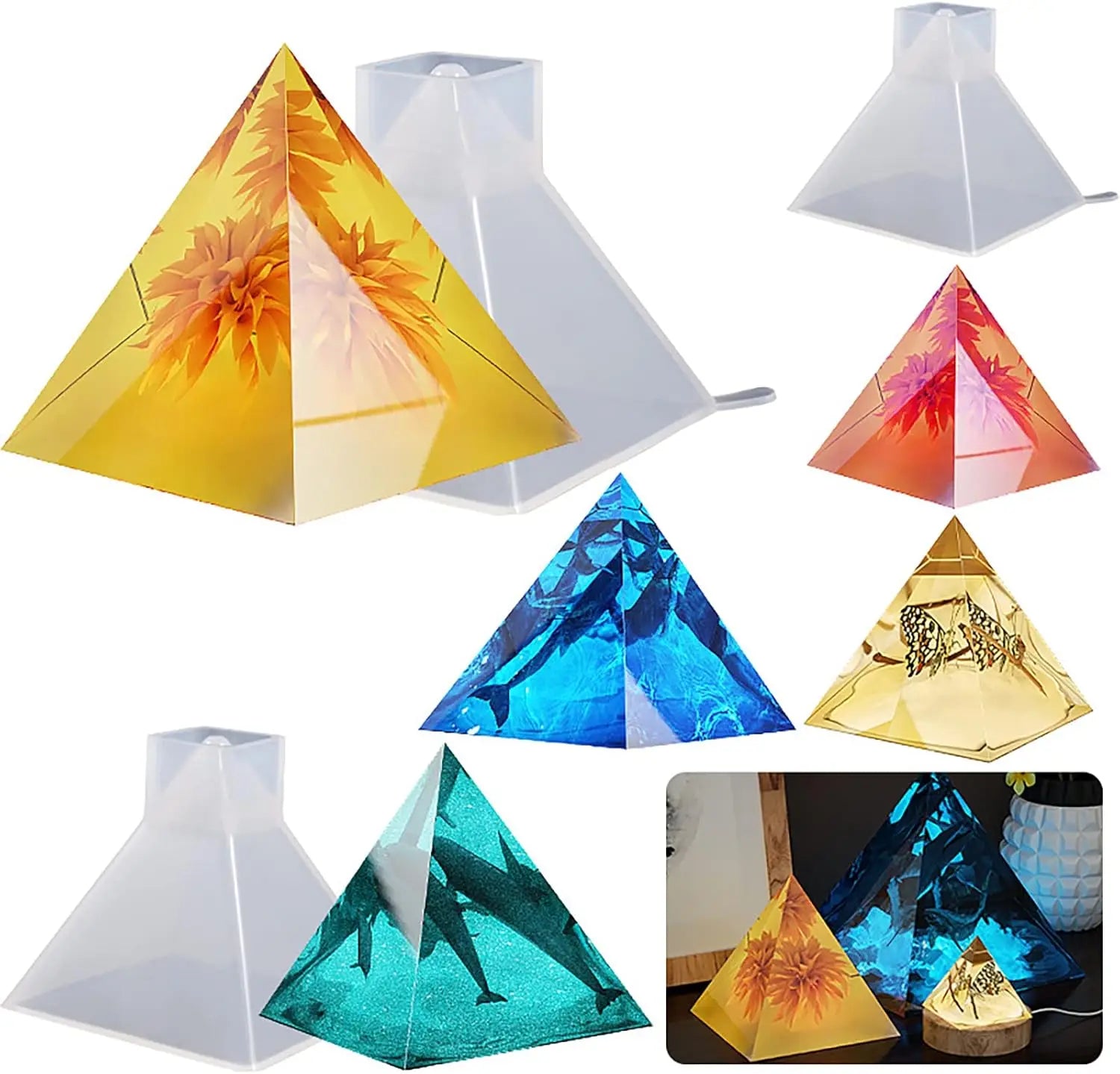 Resin Releasing Pyramid Casting  Molds Silicone Mold for Home Decorate Mold