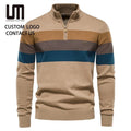 Liu Ming Good Quality New Winter Men Casual Zipper Neck Patchwork Pullover Cotton Warm Sweater