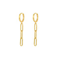 925 Silver Jewelry Simple Big Paper Clip Tassel Chain Link Gold Plated Plain Hoop Earrings Fine Jewelry
