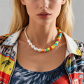 SHIXIN Baroque Pearl Choke Necklace Multi Color Acrylic Beaded Necklace Bohemian Jewelry Necklace 2021 for Men Women