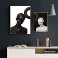 Black white Bald Headed Girl Red Lips Canvas Poster Art Picture Wall Home Decor