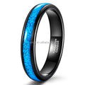 Poya Jewelry 4mm Black Tungsten Carbide Ring for Women Men Turquoise Inlay Fashion Jewelry Engagement Wedding Band