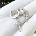 Small Gold Plated 925 Sterling Silver Moissanite Jewelry Synthetic Lad Diamond Cross Hoop Earrings with GRA Certificate