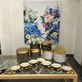 Bronzing Pattern Round Box 3 Piece Set Holding Bucket Round Flower Box Gold Cover Round Gift Packaging Box for Valentine's Day