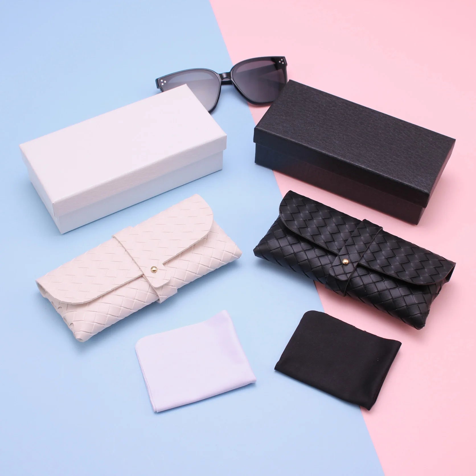 2026 Large Hard Black Unisex Leather Sunglasses Glasses Case Box Packaging Custom Printed Eyeglass Case Eyeglass Kit