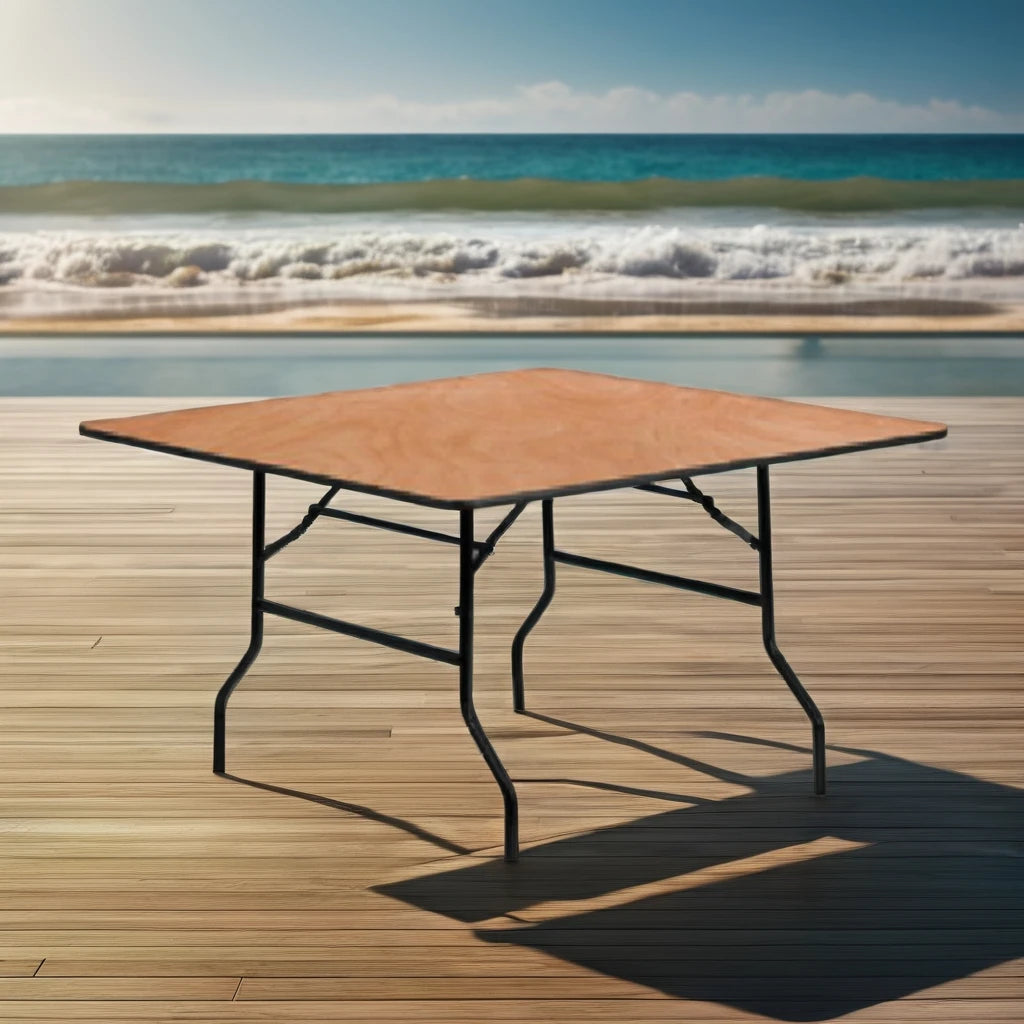 Modern Outdoor Portable Folding Banquet Square Table Set Square Wood Hotel Furniture for Wedding Events Plastic Round Pattern