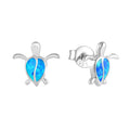 LULUFOCUS Hot Selling Fashion Summer 925 Silver Cute Earring Rhodium Plated Girls Turtle Opal Kids Earrings