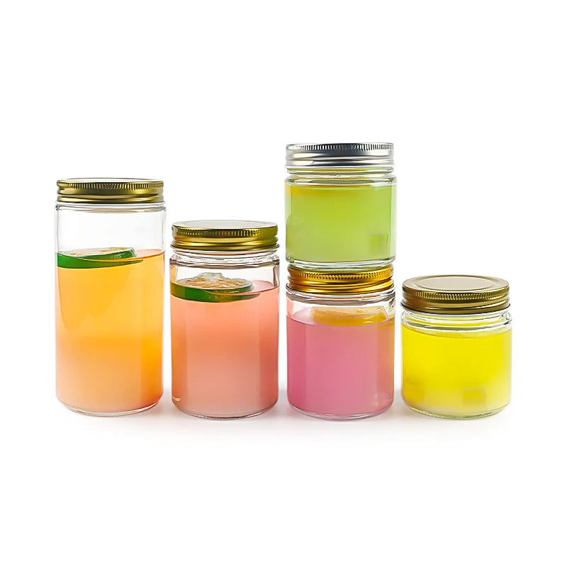 100ml 280ml 380ml 13oz 16oz Airtight Food Grade Containers Glass Mason Jars With Metal Regular Closure