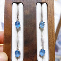 Natural  Crystal Healing Meditation Stones  925 Silver Inlaid Aquamarine Earrings