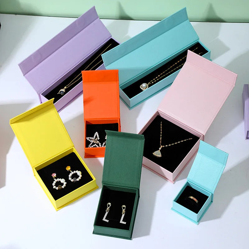 Custom Luxury Earring Bracelet Necklace Ring Box Jewelry Packaging Box Magnetic Paper Jewelry Box with logo