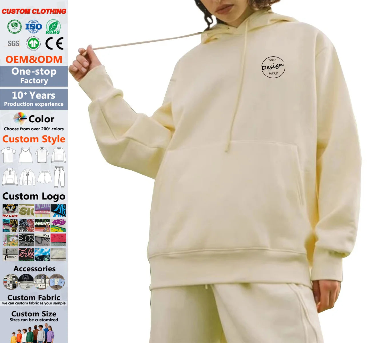 Wholesale Hoodie Comfortable 100% Cotton Custom Print Logo Blank Fleece Hoodie Unisex Oversized Hoodie With Kargoo Pockets