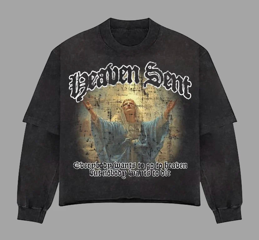 OEM Screen Print T Shirt Ripped 250 GSM Tee Full Double Layer Long Sleeve Cuff Stone Faded Acid Wash Boxy Cropped T Shirt Men