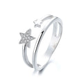 Yaeno Sterling Silver 925 Star Wish Rings Simple Style Finger Ring for Women